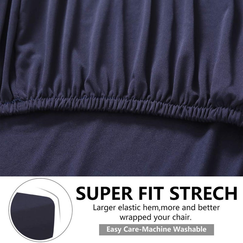 CCTFS Stretch Dining Chair Slipcovers, XL/Oversized Removable Washable Soft Spandex Extra Large Dining Room Chair Covers for Kitchen Hotel Table Banquet Solid Color (2 Per Set, Navy) - Image 5